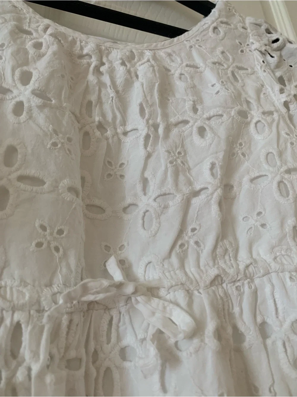 Girls' White Eyelet Dress - Puff Sleeve Summer Dress, size 10